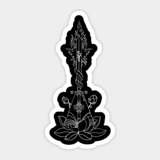 Manjushri Motif, white outline, buddhist art Sticker